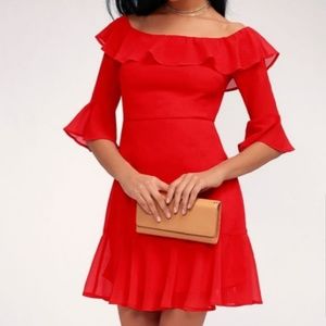 Lulu's Ruffle Hem Fit & Flare Mini Dress S